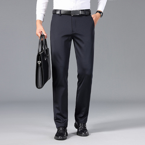 Autumn and winter thick men's casual loose straight business trousers high-stretch men's pants all-match long pants