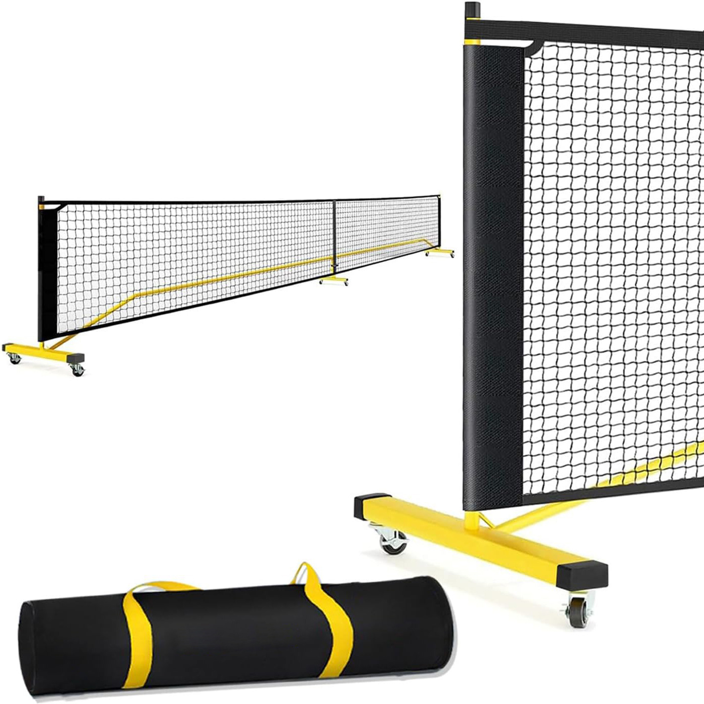 Portable Movable Pickleball Net with Wheels Outdoor Indoor Training Net Detachable Pickleball Net Tennis