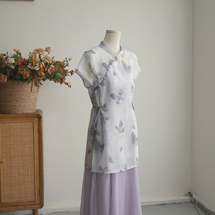 4484 "Purple Fairy" Original National Style dress 2025 Summer Beautiful Slim-fit Slimming Temperament Cheongsam suit