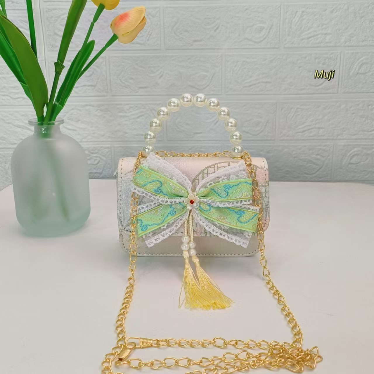 Bolso de perla bolso de estilo nacional bolso de niños nuevo estilo antiguo chino bolso de princesa bolso de cadena bolso de mochila accesorios