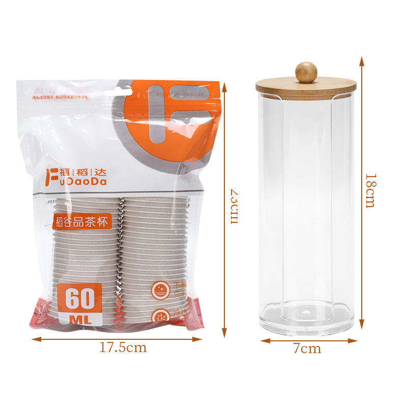 Taza de té Kung Fu desechable resistente al calor 60ml con soporte de taza de almacenamiento y cáscara de arroz taza de té de alta calidad taza de té