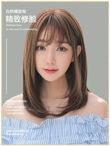 Mengfei wig shawl short hair female bobo short hair medium and long curly hair wig simulated hair round face wig