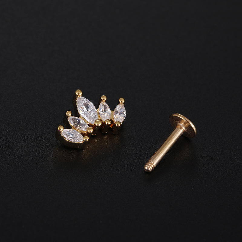 Unisex Gender 1 Piece Fashion Heart Shape Stainless Steel Zircon Lip Stud