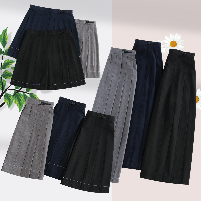 JK Uniform Solid Color Pleated Skirt Orthodox JK Uniform Skirt Student High Waist Japanese Long Skirt Superior Student Skirt