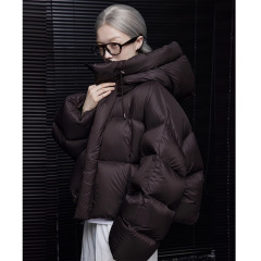 泡芙肯豆短款羽绒棉服女2025冬新款美式面包服设计高级感连帽外套