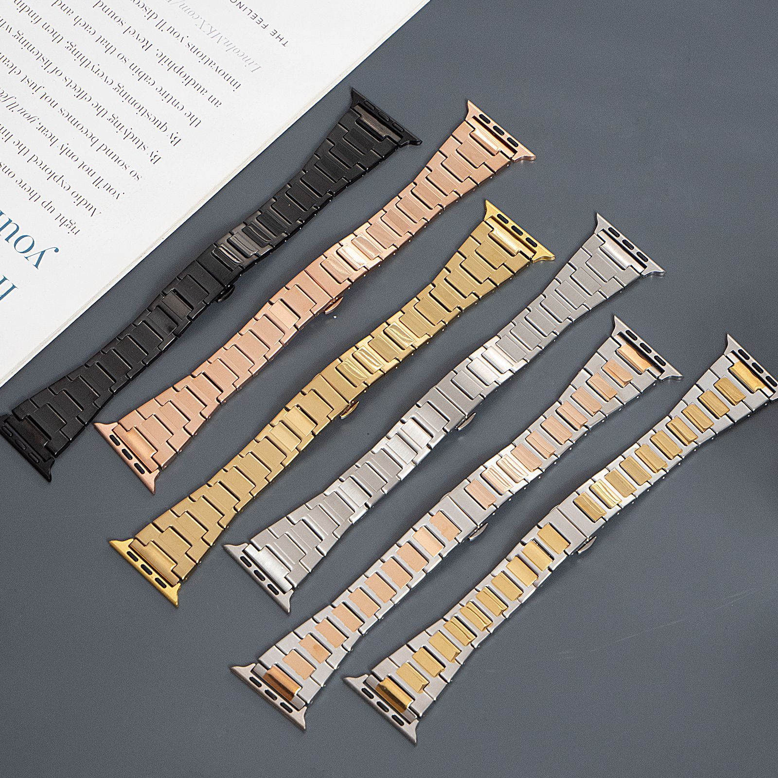 適用蘋果iwatch錶帶BD不鏽鋼金屬包邊applewatch錶帶廠家批發