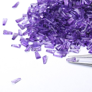 Natural Amethyst Trapezoid 1*2*4 Gem Bare Stone Accessories Amethyst Ladder Square Jewelry Necklace Earrings Factory Straight Hair