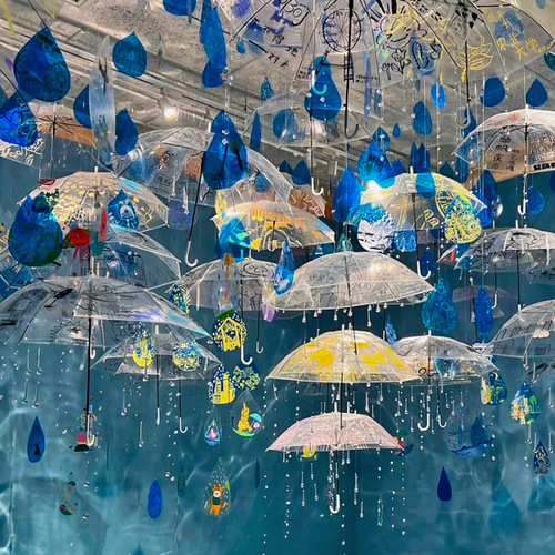 Waterdrop-shaped colorful plastic sheet kindergarten environmental creation hanging decoration material exhibition hanging ornament handmade DIY children's doodle