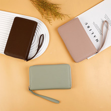 日系简约时尚护照包女大容量长荔枝纹女士钱包机票证件收纳包跨境