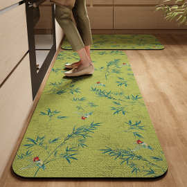 新中式厨房地垫吸水吸油硅藻泥地垫餐厅长条耐脏防滑垫易打理脚垫