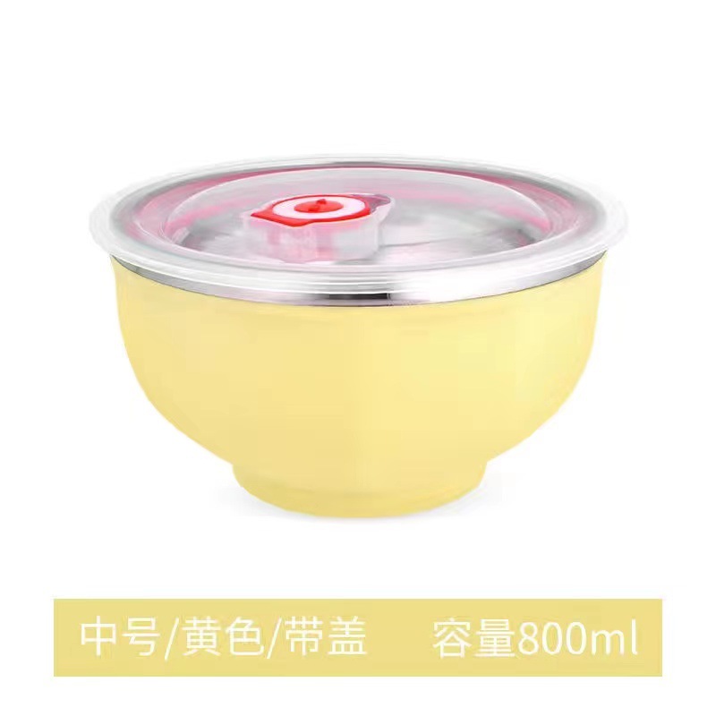 304 tazón de arroz de acero inoxidable de gran capacidad tazón de arroz kindergarten fábrica de aislamiento térmico tazón resistente a la caída de alto valor de color Estilo nórdico tazón