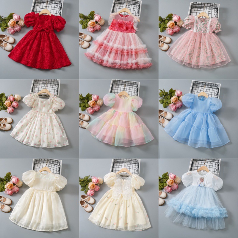 Girls Dress Summer 2025 New Baby Style Korean Style Girls Puff Skirt Children Summer Princess Dress