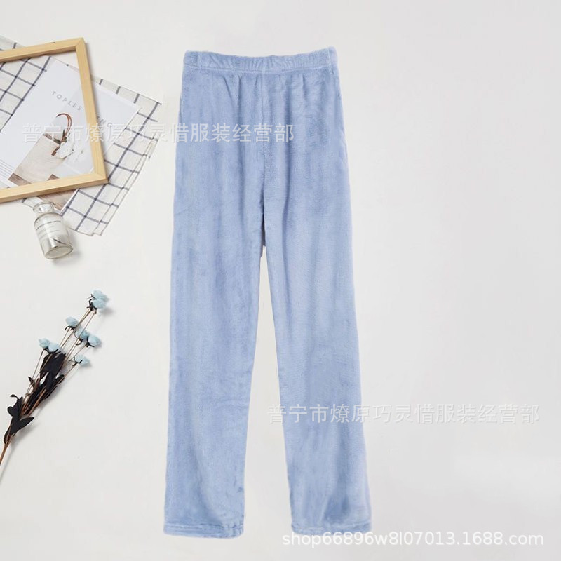 Pantalones de pijama de franela de coral de dibujos animados, pantalones de pijama de hombre, pantalones de invierno de otoño de mujer, pantalones caseros