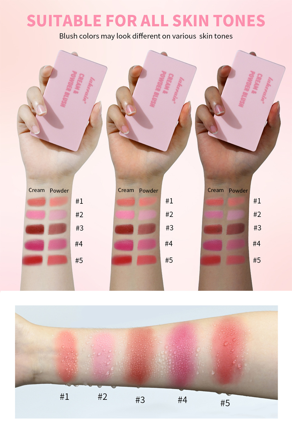 Cross-border lakerain two-in-one Blush Palette: Natural and easy-to-apply matte blush powder undefined