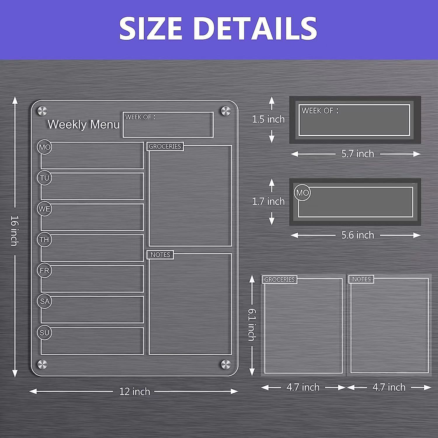 Acrílico transparente transfronterizo imán de nevera magnético tablero de notas de succión magnética tablero de mensajes tablero de mensajes tablero de limpieza en seco tablero de mensajes