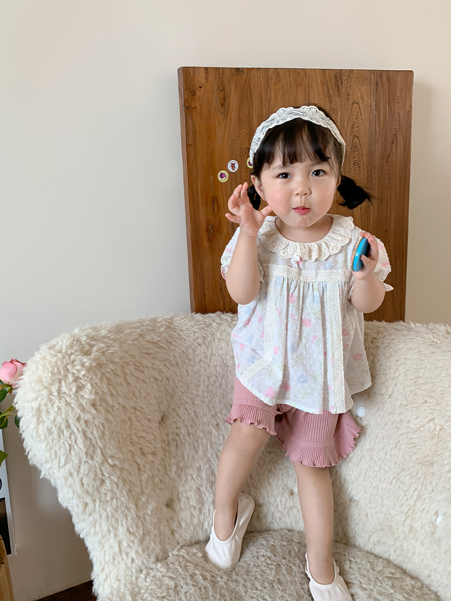 Camisa de bebé 2024 verano nuevo estilo para niños estilo coreano camisa de bebé estilo occidental niña camisa de manga corta ropa de bebé femenino