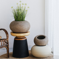シンプルなクリエイティブ楕円形マグネシウム泥植木鉢客間ベランダ生け花装飾花器室内緑植鉢植え飾り物