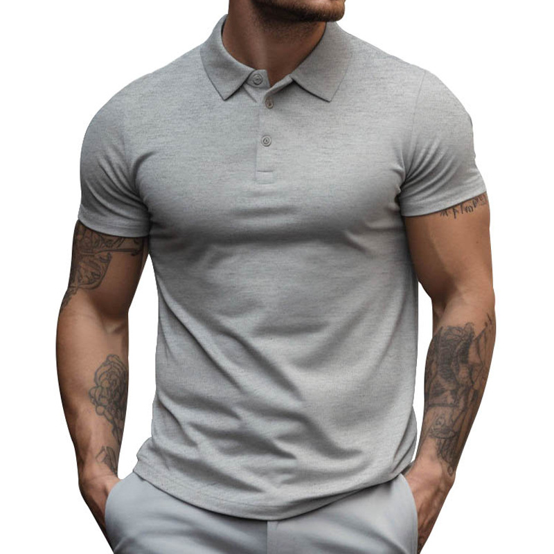 Camiseta de manga corta con cuello para hombre, estilo veraniego nuevo de Temu2026, talla grande holgada, color liso, tipo polo.