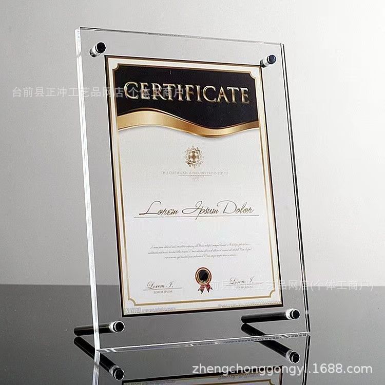 Transparent acrylic photo frame display stand, ins-style glass display rack, can be used both horizontally and vertically, advertising stand, certificate frame