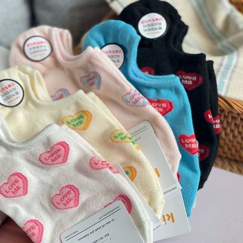 Women's Summer Thin Short Socks, Versatile with Heart Letters, Non-Slip, Low-Cut Crew Socks from Zhuji