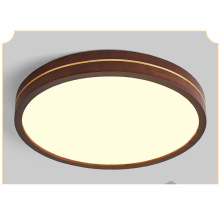 新中式吸顶灯现代简约胡桃木色灯房间中式客厅圆形实木卧室led灯