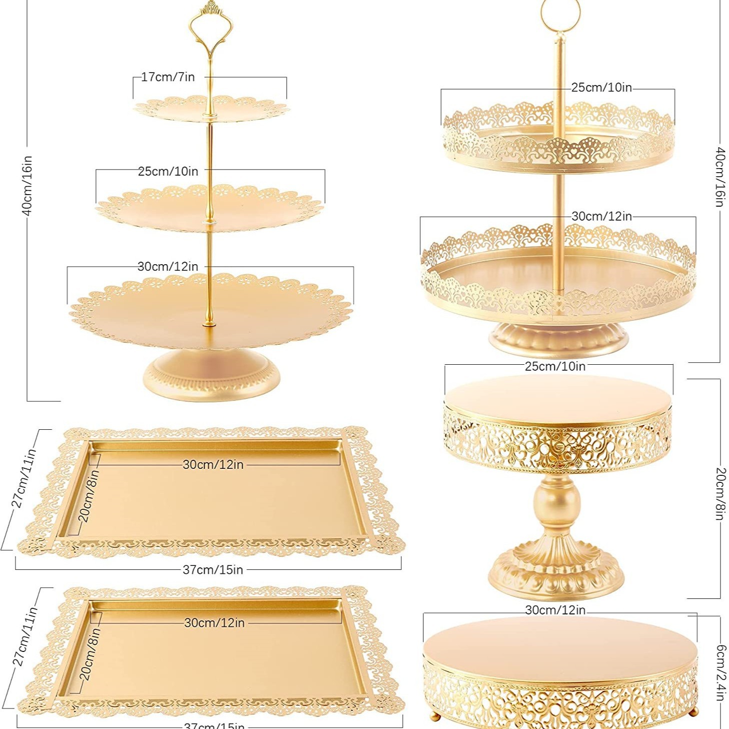 Creativo estilo europeo oro hueco estante de pastel de boda props mesa de postres decoración de postres tienda de postres refrigerio combinación de estante de pastel