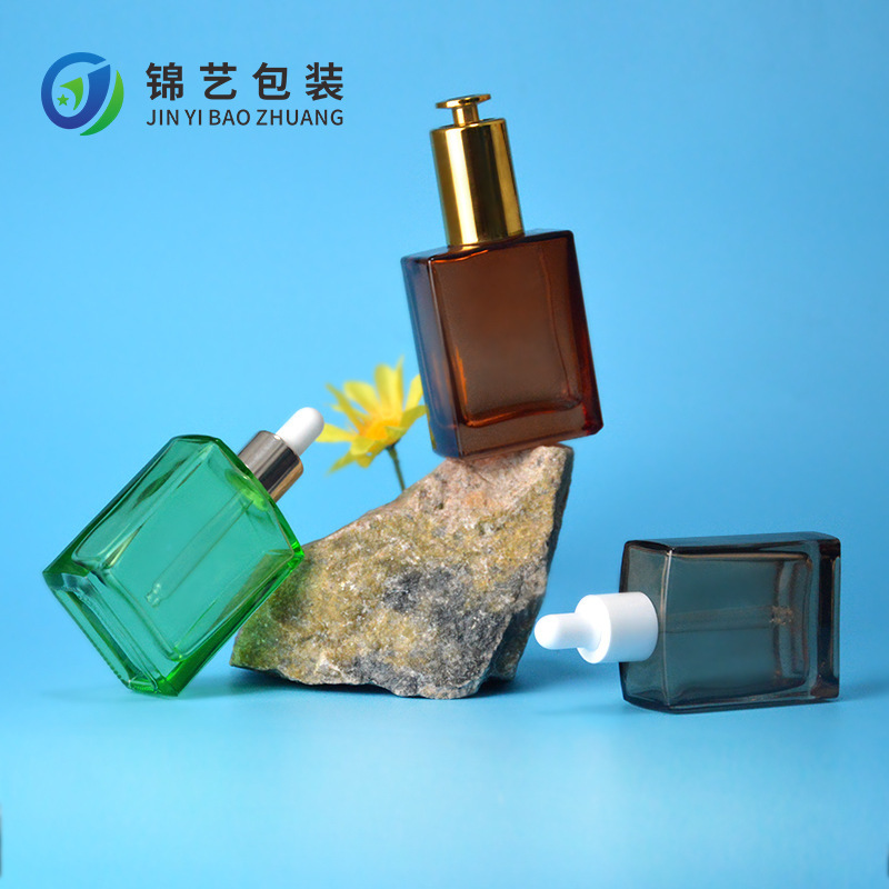 现货15ml30ml方形滴管精分装瓶 50ml精华液瓶透明扁方瓶批发|undefined