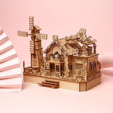 新品木质拼图玩具动物小屋立体拼图玩具儿童益智玩具桌面立体摆件