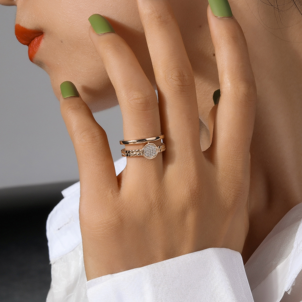 欧美时尚复古戒指 外贸畅销指环 精品微镶首饰批发个性圆锆石戒指