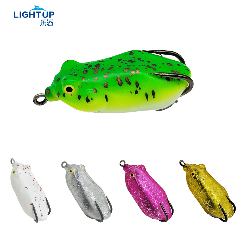 Doble gancho trueno rana trueno cebo fuerte pesca de agua dulce pescado negro lua cebo falso biónico rana cebo suave trueno rana cebo falso 6cm13.5g
