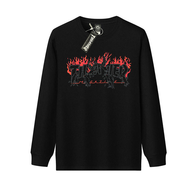 Casual Trendy Thrasher American Limited Edition Raven Flame Comfortable Long-Sleeve T-Shirt Unisex Base Layer Top