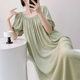 Cotton Silk Nightdress with Collar Summer Thin Cool Outer Wear Artificial Cotton dress Solid Color plus size Long Dress Pajamas