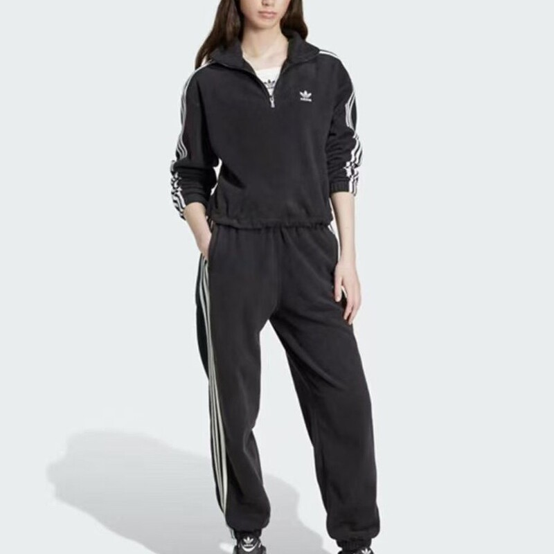 AD/Adidas Women's Half-Zip Stand Collar Short Sports Retro Sweatshirt Casual 3164