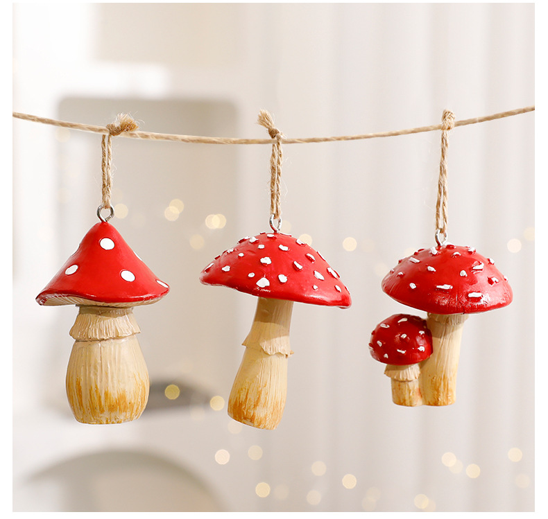 Mushroom Christmas Ornaments Set – 12-Pack Whimsical Holiday Decor For Tree & Home (Wooden Painted Mini Mushrooms With Hooks, Rustic Cottage Decor)_voghion.com