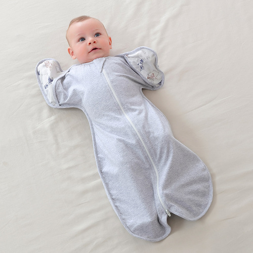 Cotton baby anti-fright sleeping bag baby newborn surrender swaddle anti-fright artifact spring, autumn and winter swaddling quilt