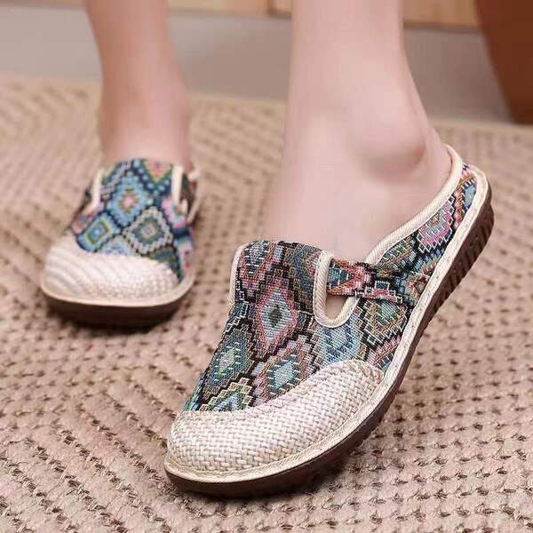 Breathable Beijing cloth slippers low-cut