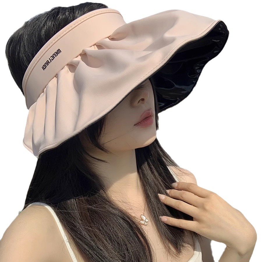 (2개) 여름 통기성 햇빛 반대로 자외선 공기 탑 모자 여성의 야외 여행 및 승마 태양 모자 접이식 쉘 모자