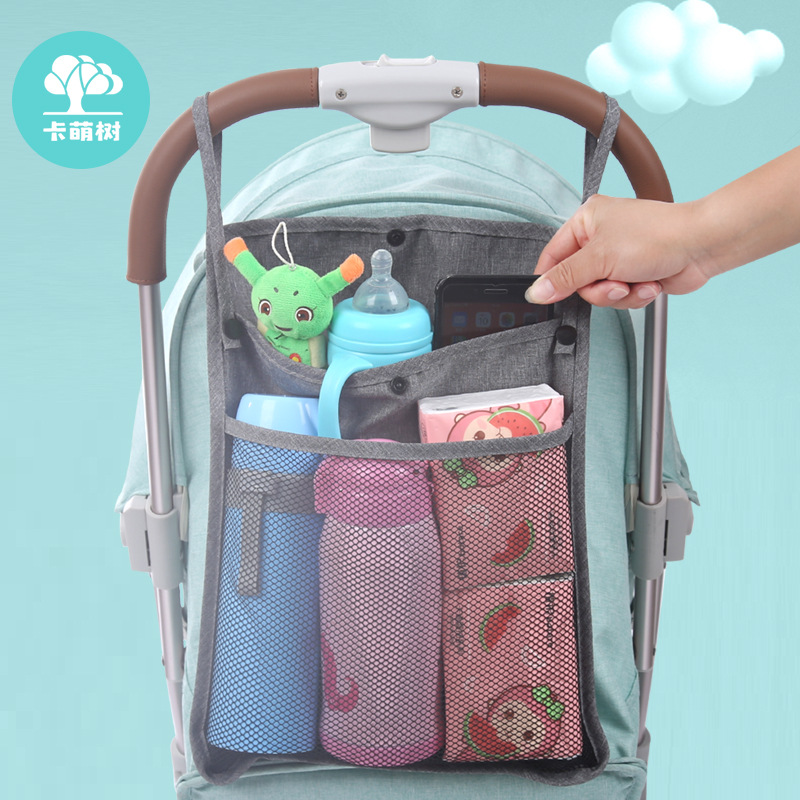 Baby stroller storage bag hanging basket hanging storage bag large capacity universal double layer hanging bag for strollers