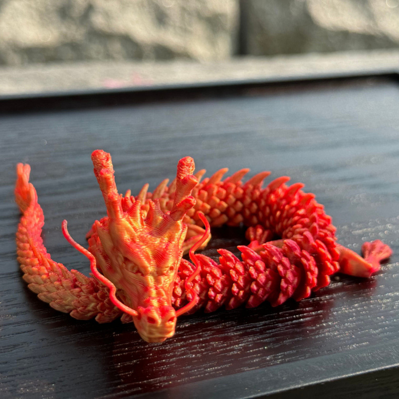 [매우 비용 효율적] 45CM 대형 용 실크 레드 골드 드래곤