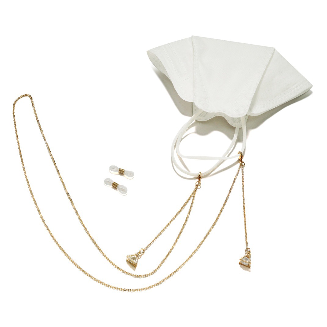 European and American Glasses Metal Hanging Neck Pearl Five-Pointed Star Pendant Neck Wearing Metal Glasses Chain Mask Lanyard Glasses Rope