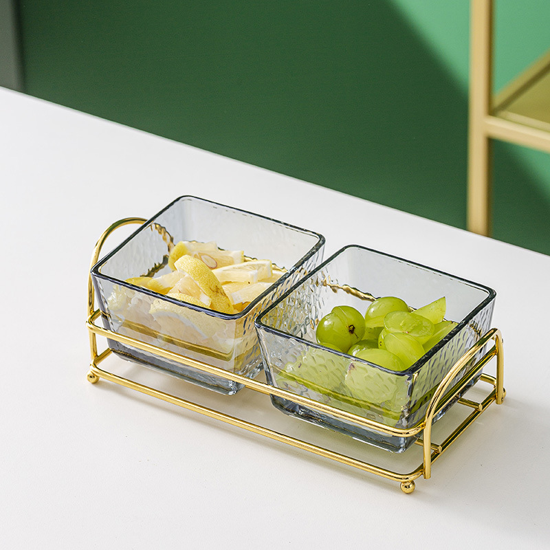 Vidrio separado fruta plato comercial merienda plato bar pie baño Club KTV rejilla plato con tapa