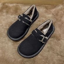 日系沙色毛毛勃肯鞋加绒两穿2025新款雪地靴冬季女款面包棉拖鞋子