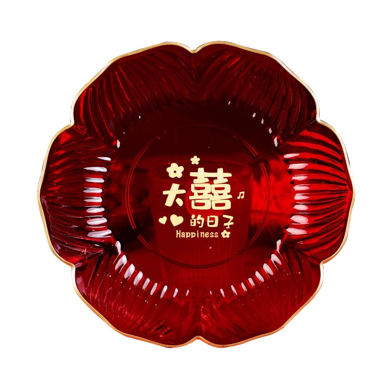 Platos de bodas rojos, platos de bodas de compromiso, platos de frutas, mesa de té de la sala de estar, suministros especiales de boda.