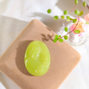 Jin Yu Tang Exquisite Xinjiang Hetian Jade Yellow Mouth Material Guanyin Pendant Jade Fine and Oily Carving Exquisite Soft Lines