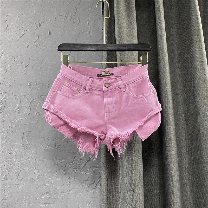2026 New Women's Fashion Korean Style Personalized Low-Waist Pink Denim Shorts with Exposed Pockets Wide-Leg Hot Pants A-Line Shorts 2026 New Women's Fashion Korean Style Personalized Low-Waist Pink Denim Shorts with Exposed Pockets Wide-Leg Hot Pants A-Line Shorts
