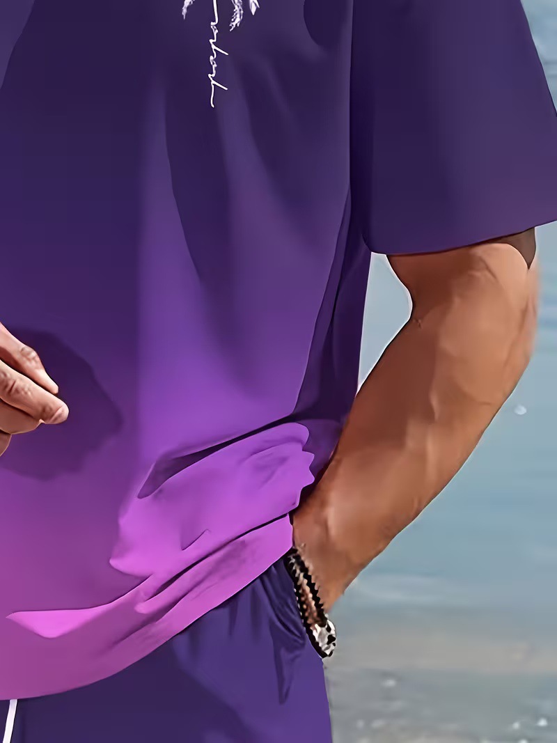 Fábrica de origen para diseñar impresión de verano camiseta pantalones cortos traje casual de manga corta playa transfronteriza diy