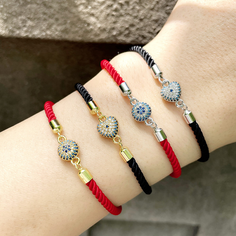 Fashion Red Rope Devil Eye Woven Couple Bracelet display picture 3