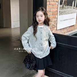 女童针织衫外套2026新款洋气韩版儿童装中大童女孩秋冬季开衫毛衣
