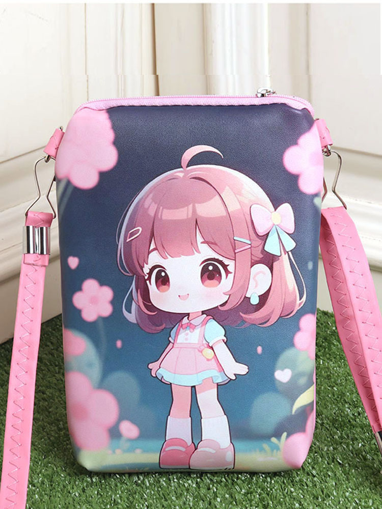 Double zipper shoulder bag for schoolgirls