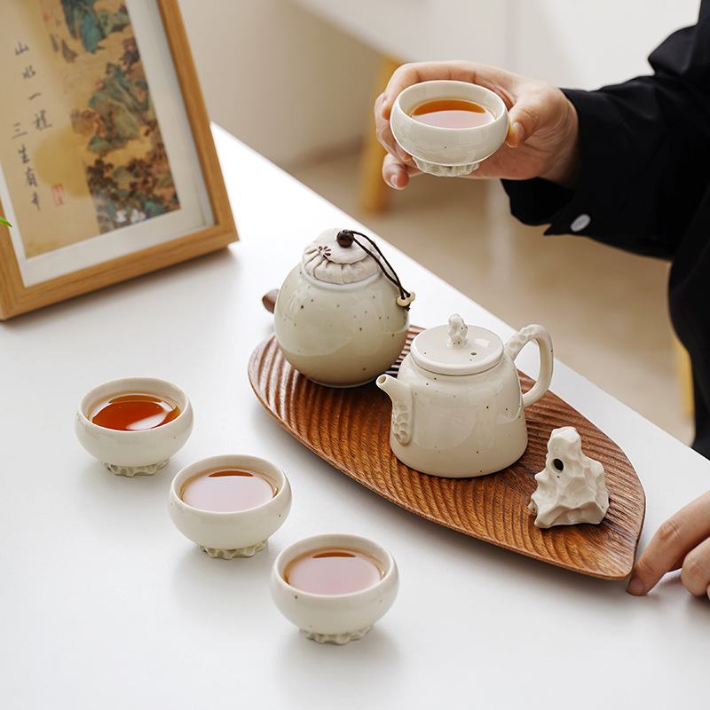 Taicuh Stone Beige Kung Fu Tea Set Small Gift Set Company Enterprise Annual Meeting Activity Bank Gift Business Souvenir